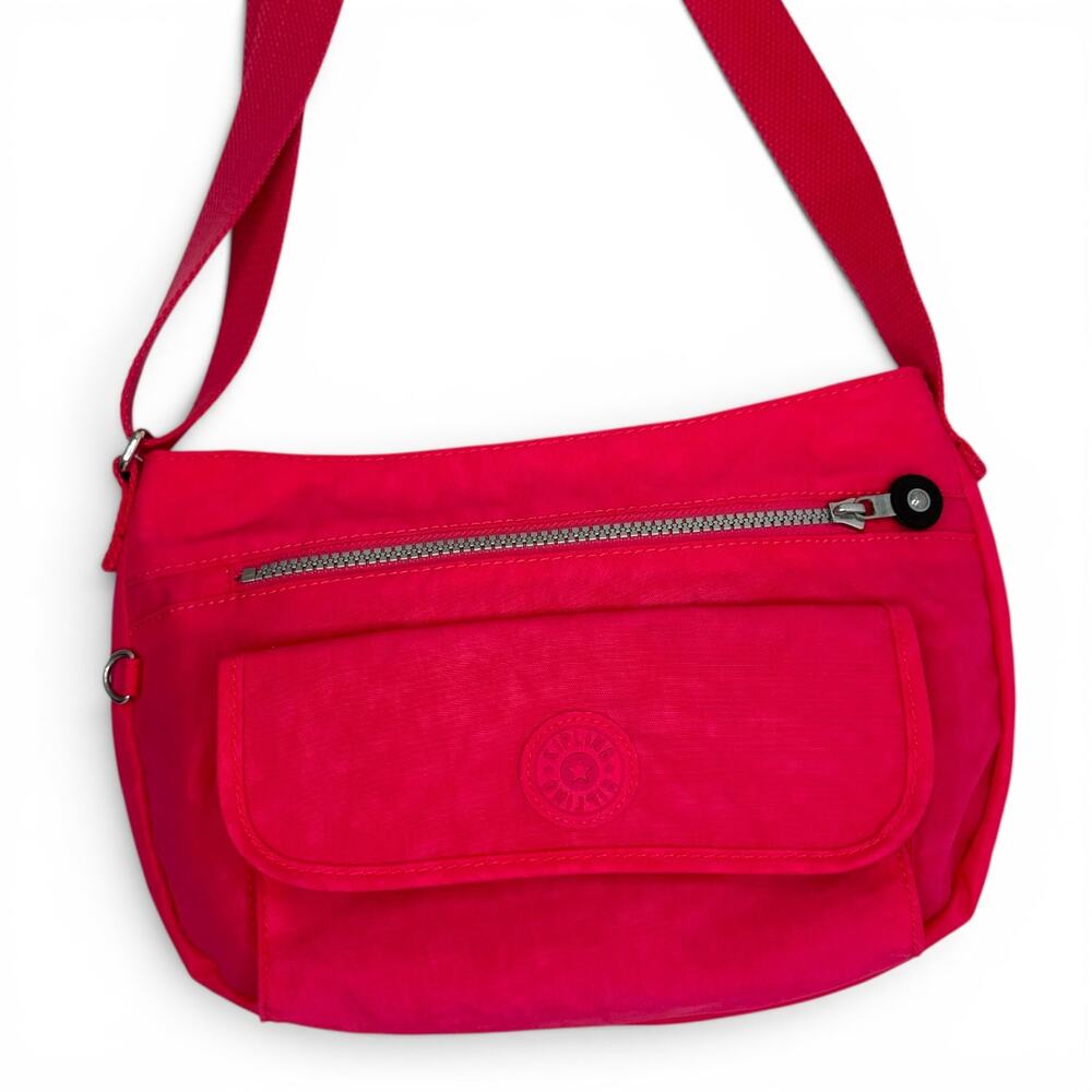 Kipling Medium Syro Canvas Crossbody Bag Hot Pink Nylon Travel Purse HB3819-688 - Picture 2 of 13